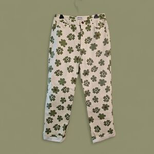RSQ Floral Patterned Jeans - Green and Cream